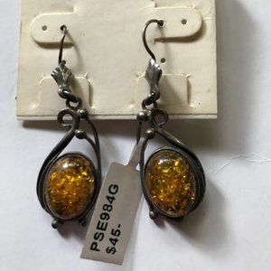 Vessel Amber Silver earrings
